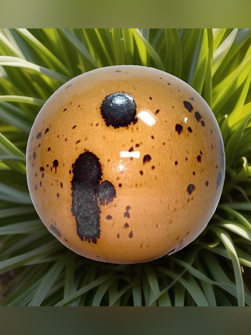 Better Homes and Gardens Ceramic Decorative Sphere Tan Brown Speckled Orb 4in - Picture 11 of 11